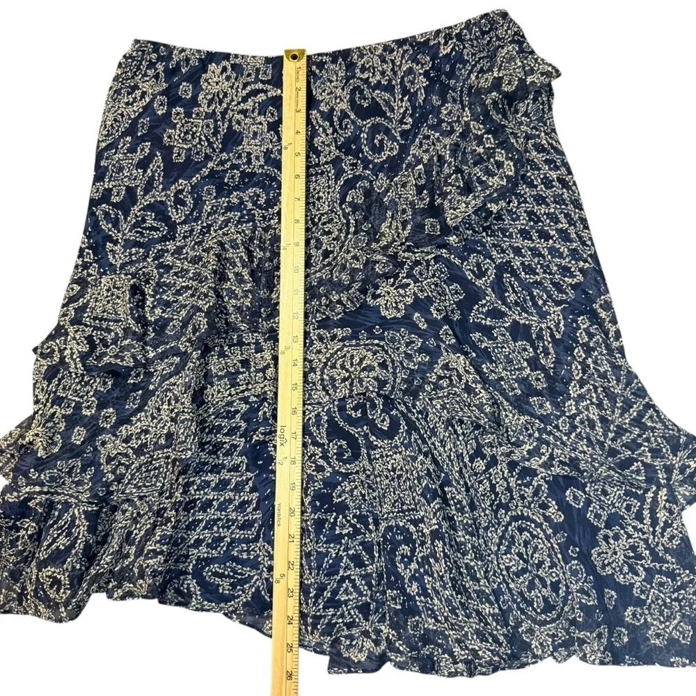 Ralph Lauren Large 12 Blue Silk Paisley 2 Piece Skirt Wedding Vacation Luxury - Picture 14 of 16